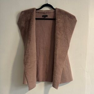 Plush Faux-Shearling Open Front Vest - Taupe